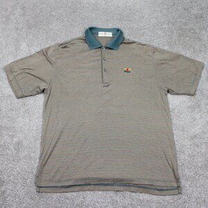 Fairway & Greene Polo Shirt Mens Large Green/Brown Baltusrol Logo S/S Pullover